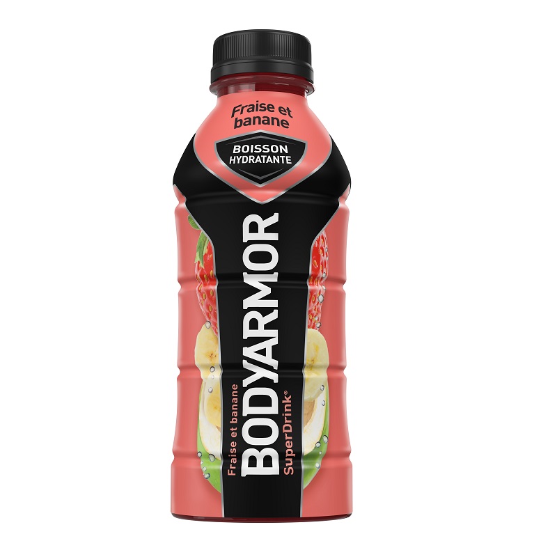 Bodyarmor's strawberry and banana flavored sports drink.